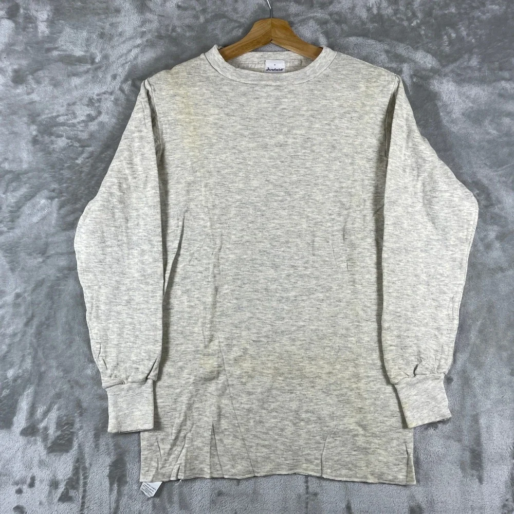 Vintage Duofold Thermal Shirt Mens M Grey Long Sleeve Wool Blend Base Layer USA